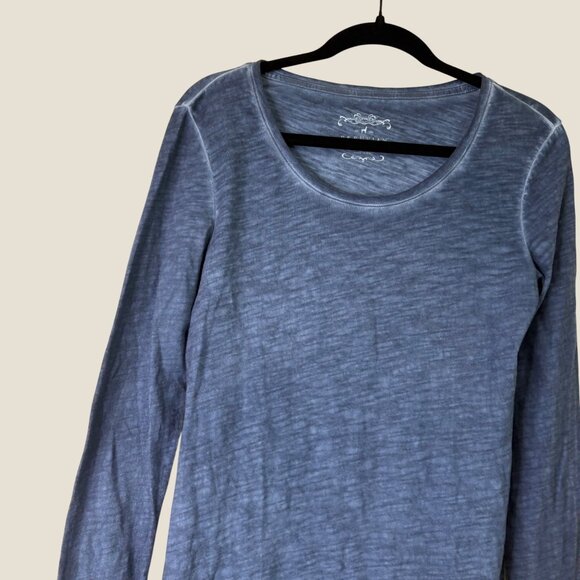 Peruvian Connection 100% Cotton Blue Heather Long Sleeve Laying Tee Size Small - Picture 5 of 6